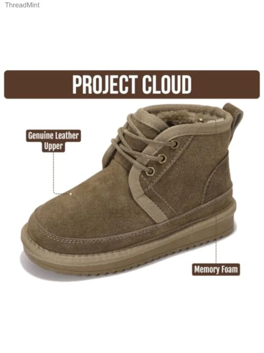 Genuine Leather Fur-Lined Lace-Up Ankle Boots Kids